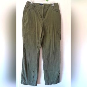 Basic Editions Women's Green Cargo Style Cotton Pants Size 8